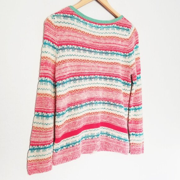 Sparrow Anthropologie Marna Fair Isle Striped Merino Wool Blend Cardigan M $188 - Picture 4 of 16